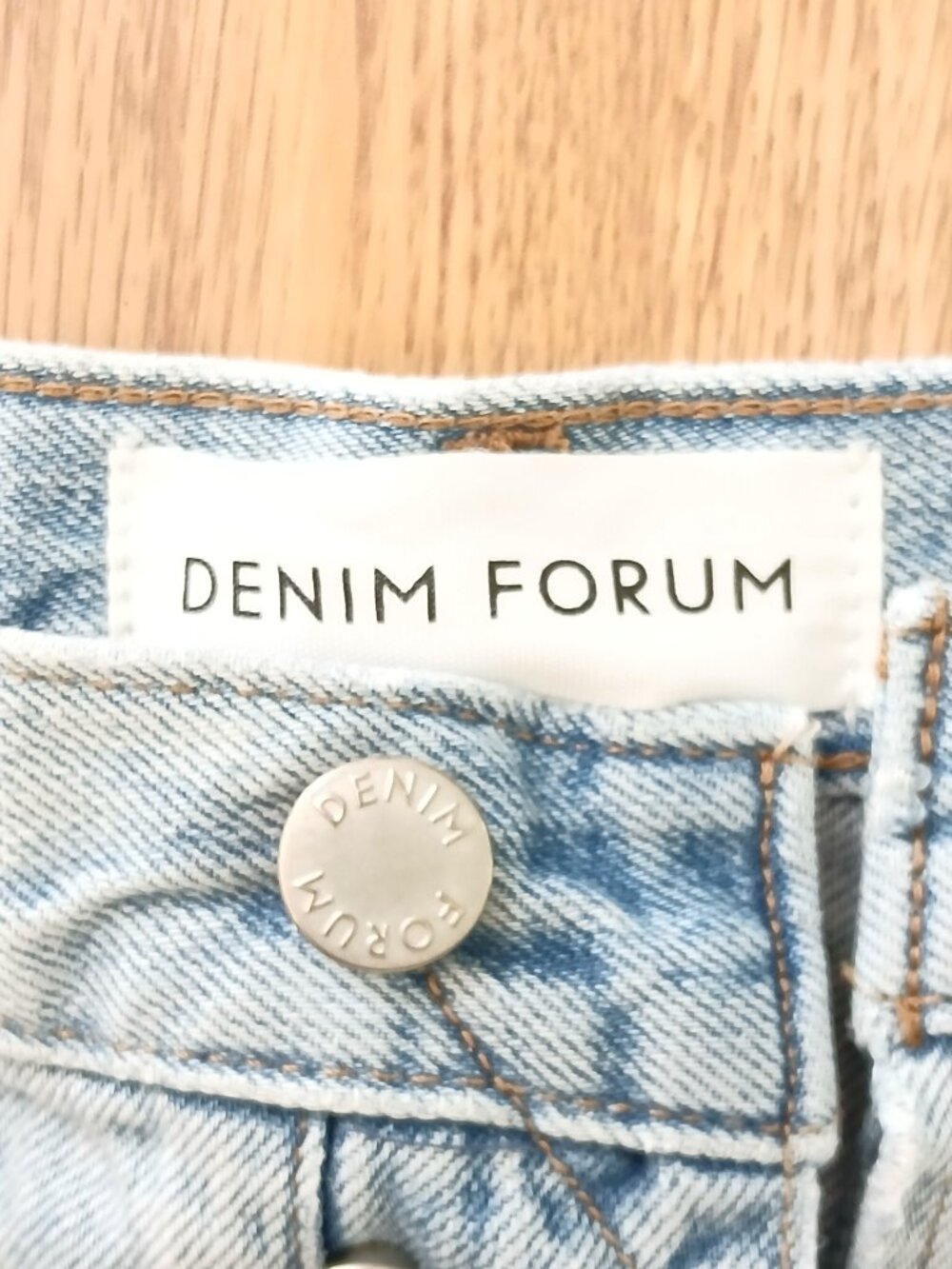Denim Forum Light Blue High-Rise Cutoff Jean Shorts - Picture 7 of 9